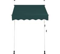 COSTWAY Marquise à pince 150 cm Marquise de balcon sans percer, résistante aux UV, réglable en hauteur, hydrofuge, marquise avec manivelle, marquise solaire verte