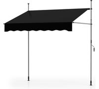 COSTWAY Marquise à pince 200 cm de large, marquise de balcon sans percer avec manivelle, réglable en hauteur & résistante aux UV, marquise protection solaire noir
