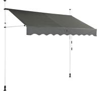 COSTWAY Marquise à pince 200cm de large avec manivelle, réglable en hauteur, résistante aux UV, pour balcon, gris