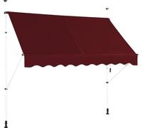 COSTWAY Marquise à pince 250 cm de large, marquise de balcon sans percer, hydrofuge, marquise avec manivelle, marquise solaire, protection solaire pour balcon rouge