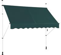 COSTWAY Marquise à pince 250 cm de large, marquise de balcon sans percer, hydrofuge, marquise avec manivelle, marquise solaire, protection solaire pour balcon vert