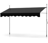 COSTWAY Marquise à pince 300 cm de large, marquise de balcon sans percer avec manivelle, réglable en hauteur & résistante aux UV, marquise protection solaire noir