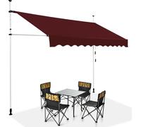 COSTWAY Marquise à pince 300cm, marquise de balcon, réglable en hauteur, hydrofuge, marquise avec manivelle, marquise solaire, protection solaire, bordeaux