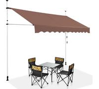 COSTWAY Marquise à pince 300cm, marquise de balcon, réglable en hauteur, hydrofuge, marquise avec manivelle, marquise solaire, protection solaire, brun