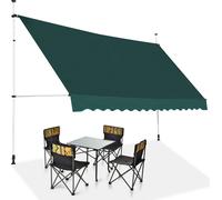 COSTWAY Marquise à pince 350cm de large, marquise de balcon sans percer, résistante aux UV, réglable en hauteur, protection solaire, marquise avec manivelle verte