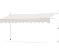 COSTWAY Marquise à pince 400 cm de large, marquise de balcon sans percer avec manivelle, réglable en hauteur & résistante aux UV, marquise protection solaire blanc