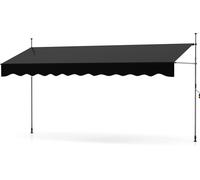 COSTWAY Marquise à pince 400 cm de large, marquise de balcon sans percer avec manivelle, réglable en hauteur & résistante aux UV, marquise protection solaire noir