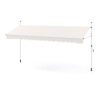 COSTWAY Marquise à pince, 400cm Marquise de balcon sans percer avec manivelle, réglable en hauteur & résistante aux UV, Marquise protection solaire Outdoor, Blanc