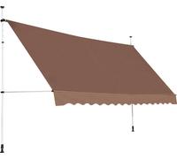 COSTWAY Marquise à pince 400cm, marquise de balcon sans percer, résistante aux UV, réglable en hauteur, marquise avec manivelle, marquise solaire, protection solaire, brun