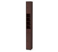 COSTWAY Meuble Colonne Salle de Bain, Meuble de Rangement avec 2 Placards à Porte, 1 Tiroir et 5 Étagères Réglables, Armoire Haut pour Salon, Chambre, Bureau, 20 x 20 x 180 cm (Brun)
