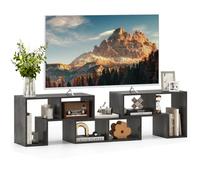 COSTWAY Meuble TV Bois 6 Compartiments en 3 Pcs Modulaire, Meuble TV Angle Extensible 134-180cm pour TV 65" au Max, Étagère Bibliothèque Modulaire pour Salon, Chambre, Bureau