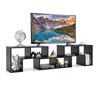 COSTWAY Meuble TV en 3 Pcs Modulaire, Meuble TV Angle Extensible pour Télé 49 Pouces, Étagère Bibliothèque Modulable pour Salon, Chambre, 135x30x43cm (Noir)