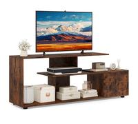 COSTWAY Meuble TV, Meuble Télé pour 55" au Max, Design S, Rangement Ouvert, Grand Compartiement, Petite Armoire à Porte, Meuble TV Moderne pour Salon, Chambre (Marron Rustique)