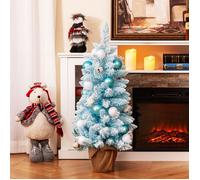 Giantex Mini Sapin de Noël Artificiel 90 cm,Sapin de Noël Pré-décoré (Bleu) Bleu