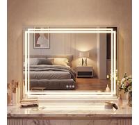 COSTWAY Miroir Maquillage Hollywood, 3 Couleurs de Lumière, Luminosité Réglable, Miroir Coiffeuse LED, Contrôle Tactile, Fonction Mémoire, Cadre en Métal, Patins (80 x 60 cm,Style 5)