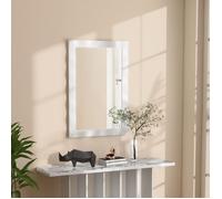 COSTWAY Miroir Mural 106 x 71,5 CM, Bois de Caoutchouc, Miroir de Vanité pour Salon Salle de Bain Chambre Hall d'Entrée, Blanc