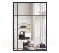 COSTWAY Miroir Mural Rectangulaire 100 x 70 CM, Cadre en Métal, Grand Miroir Mural pour Salon Chambre Entrée, Installation Facile, Montage Verticale/Horizontale, Noir (Style 2)
