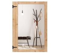 COSTWAY Miroir Mural Rectangulaire 97 x 67 cm, Cadre en Bois de Sapin, Miroir Suspendu Vertical ou Horizontal pour Salon, Entrée