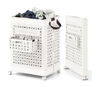 COSTWAY Panier à Linge Pliable 75 L sur Roulettes avec Poignées 43,5x 34 x 61 CM Pas Chère Blanc
