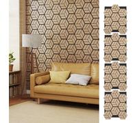 COSTWAY Panneaux acoustiques, lot de 4, panneaux muraux autocollants aspect bois, revêtement mural avec isolation phonique, décoration murale DIY, panneaux insonorisants 81 x 66 cm