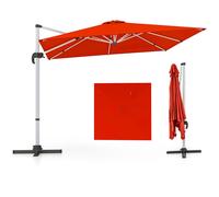 COSTWAY Parasol Ø300cm, Parasol de terrasse avec pied en croix, Parapluie de jardin inclinable, Cantilever carré, Parasol de marché avec manivelle pour le jardin et la piscine