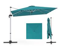 COSTWAY Parasol Ø300cm, Parasol de terrasse avec pied en croix, Parapluie de jardin inclinable, Cantilever carré, Parasol de marché avec manivelle pour le jardin et la piscine