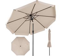 COSTWAY, parasol de 300 cm, parasol de jardin avec volants et manivelle, parasol de balcon inclinable de 30° de chaque côté, parasol de terrasse, protection UV, parasol de marché, couleur beige