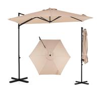 COSTWAY, parasol de diamètre 270 cm, parasol suspendu rotatif à 360°, parasol de jardin avec protection UV, idéal pour les marchés, les terrasses et les jardins, couleur beige
