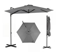 COSTWAY, parasol de diamètre 270 cm, parasol suspendu rotatif à 360°, parasol de jardin avec protection UV, parasol de marché pour jardin, terrasse, couleur anthracite