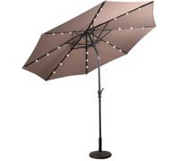 COSTWAY Parasol de Jardin Déporté Inclinable Dia.3x2 5M avec 24 LED Strucutre en Métal Robuste Anti-UV pour Terrasse Balcon Marron