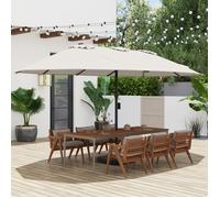 COSTWAY Parasol de Jardin Double XXL 464x286x198cm -Base Inclus 2 Sacs de Sable -Anti UV 12 Baleines - Manivelle Rectangulaire