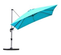 COSTWAY Parasol Déporté Carré 3M avec Base en Croix Poteau en Aluminium Rotatif à 360° Manivelle Inclinable 8 Baleines Bleu