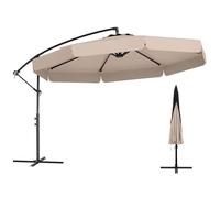 COSTWAY Parasol Déporté Octogonal 3x3M, Parasol Extérieur inclinable avec Housse de Protection, Base en Croix, Manivelle, 8 Baleines, Toile Protection Solaire, pour Jardin, Terrasse (Beige)