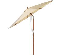 COSTWAY Parasol en bois, Parasol de jardin avec 8 baleines, Parasol de marché inclinable, Parasol de terrasse beige, Parasol en bois système de corde pour jardin, plage, piscine et café (270cm x 248cm