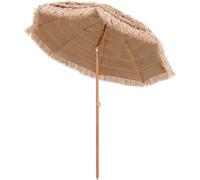 COSTWAY Parasol Hawaii 213,5 cm, Parasol de plage en paille, UPF 50+, pliable à 30°, parasol de jardin