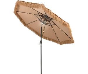 COSTWAY Parasol Hawaii 300 cm, parasol en paille avec LED solaire et double toit, parasol de jardin inclinable