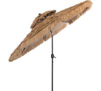 COSTWAY Parasol Hawaii, Parasol de terrasse avec double toit, paille Parasol de plage Parasol de marché inclinable Parasol de jardin pour la plage, le jardin, l'extérieur