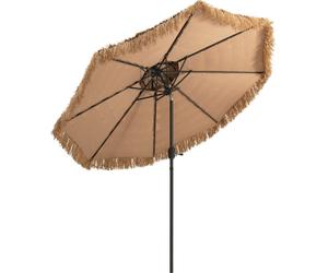 COSTWAY Parasol Hawaii, Parasol de terrasse avec double toit, paille PE Parasol de plage Parasol de marché inclinable Parasol de jardin