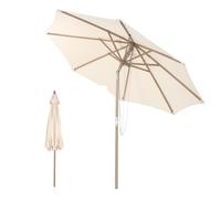 COSTWAY Parasol Inclinable Ø2,7m Toile Polyester Imperméable avec Cordon de Serrage 8 Baleines Ventilation pour Jardin Cour Beige