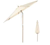 COSTWAY Parasol Inclinable Ø3m Toile Polyester Imperméable avec Cordon de Serrage 8 Baleines Ventilation pour Jardin Cour Café Beige