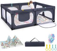 COSTWAY Parc pour bébé avec tapis, 189 x 158 cm Parc de jeux pour jeunes enfants de 0 à 3 ans Gris foncé