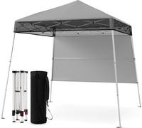 COSTWAY Pavillon 2x2m, Pop up Pavillon pliable réglable en hauteur avec paroi latérale & sac, Tente de réception Tente de jardin étanche Protection solaire Gris