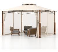 COSTWAY Pavillon 3,6x3m avec double toit & moustiquaire, étanche, stable, tente de réception résistante à l'hiver