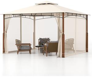 COSTWAY Pavillon 3,6x3m avec double toit & moustiquaire, étanche, stable, tente de réception résistante à l'hiver