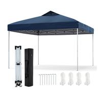 COSTWAY Pavillon 3x3m, Pavillon pliable, Tente de réception, Tente pliante, incl. 8 clous au sol & 4 cordes à vent & 1 sac de transport, Pavillon de jardin, Marine