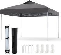 COSTWAY Pavillon 3x3m, pavillon pliable, tente de réception, tente pliante, incl. 8 clous au sol & 4 cordes à vent & 1 sac de transport, pavillon de jardin, gris