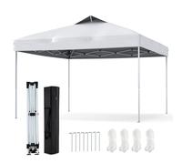 COSTWAY Pavillon 3x3m, pavillon pliant, tente de réception, tente pliante, incl. 8 clous au sol & 4 cordes à vent & 1 sac de transport, pavillon de jardin, blanc