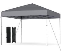 COSTWAY Pavillon 3x3m, Pop up Pavillon pliable réglable en hauteur avec sac de transport, 8 piquets & 4 cordes à vent, UV50+ Pavillon de jardin, Tente de réception pliante Gris