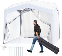 COSTWAY Pavillon 3x3m, Pop up Pliable avec 2 moustiquaires & sac à roulettes, Pavillon de jardin imperméable stable résistant à l'hiver, Pop up Tente de jardin