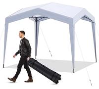 COSTWAY Pavillon 3x3m, Pop up Pliable avec sac à roulettes, Pavillon de jardin étanche stable résistant à l'hiver, Pop up Tente de jardin, sans moustiquaire